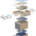 Wooden Housing Building / JTB.architecture Wooden Housing Building / JTB.architecture Exploded Axonometric 1