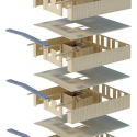 Wooden Housing Building / JTB.architecture Wooden Housing Building / JTB.architecture Exploded Axonometric 2
