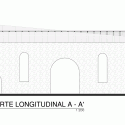 Cubierta de los Muros de la Antigua Iglesia de Baños / BROWNMENESES Cubierta de los Muros de la Antigua Iglesia de Baños / BROWNMENESES Longitudinal Section AA