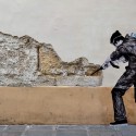 French Artist Levalet Inks Imaginary Scenes onto Parisian Buildings French Artist Levalet Inks Imaginary Scenes onto Parisian Buildings Palimpseste. Image © Levalet