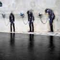 French Artist Levalet Inks Imaginary Scenes onto Parisian Buildings French Artist Levalet Inks Imaginary Scenes onto Parisian Buildings Reload. Image © Levalet