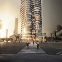 Urban Systems Office's Bundle Tower Reimagines the Bank of China The 'splitting' at the lower levels of the tower gives access to the retail plinth. Image Courtesy of Urban Systems Office
