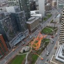 Janet Echelman Suspends Massive Aerial Sculpture Over Boston's Greenway © Peter Vanderwarker