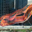 Janet Echelman Suspends Massive Aerial Sculpture Over Boston's Greenway © Melissa Henry