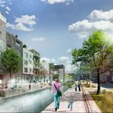 ADEPT and Mandaworks Design Urban Masterplan for Stockholm's Royal Seaport View along the canal. Image Courtesy of ADEPT