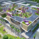 Vincent Callebaut Proposes “Wooden Orchids” Green Shopping Center for China Aerial perspective. Image Courtesy of Vincent Callebaut Architectures