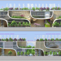Vincent Callebaut Proposes “Wooden Orchids” Green Shopping Center for China Elevations - south and east
